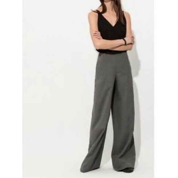 Kit and Ace Stardust Overalls Black Gray Silk Wool Wide Leg Jumpsuit 8 - Picture 3 of 12